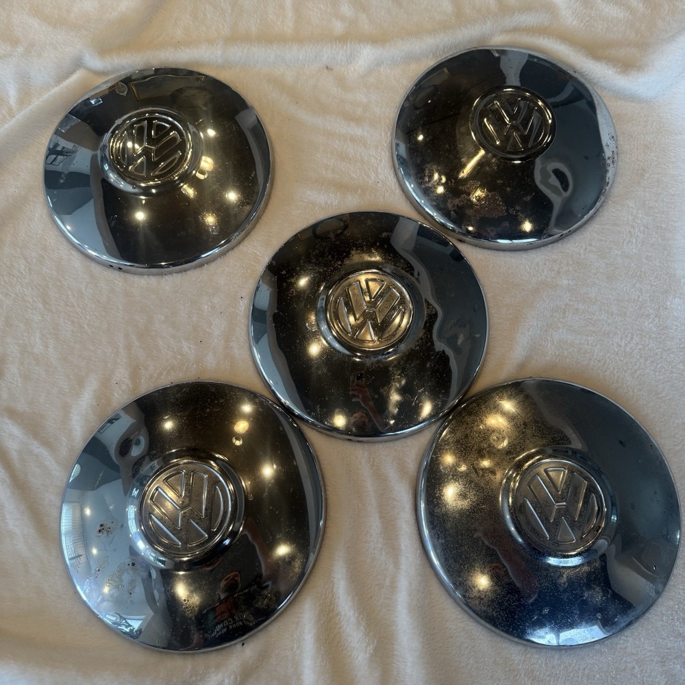 1960s-1970s VW Bus Beetle Bug 5 Baby Moon 10" Dog Dish Hubcaps Volkswagen